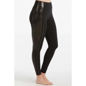SPANX by Sara Blakely Leggings Gloss Side Stripes Women’s Size Large Black‎